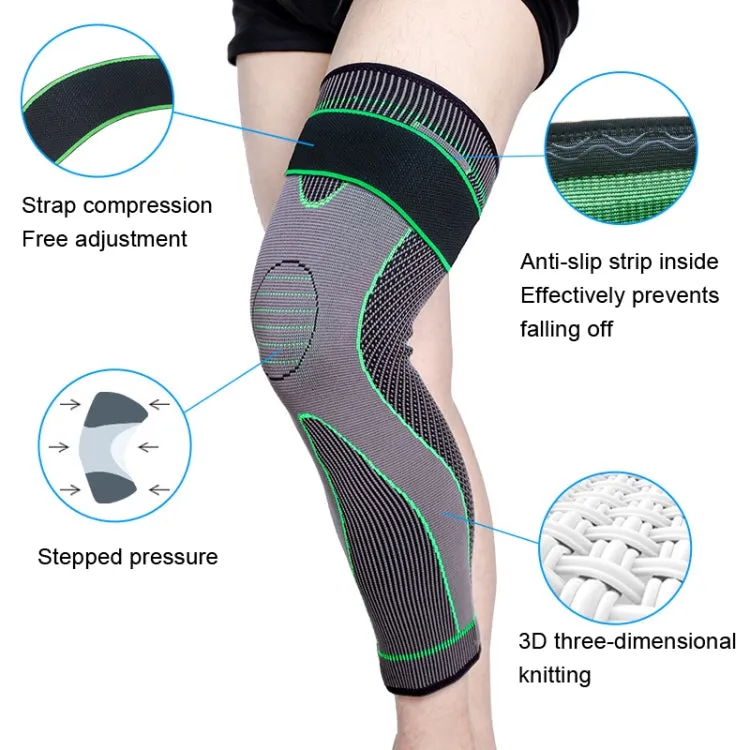 Nylon Knitted Riding Sports Extended Knee Pads, Size: L(Green Anti-slip)