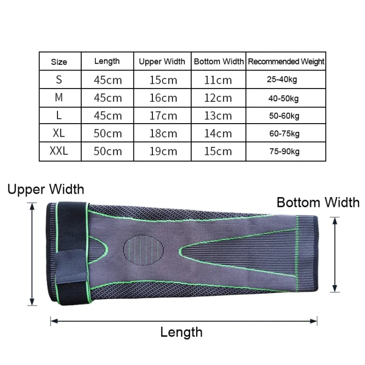 Nylon Knitted Riding Sports Extended Knee Pads, Size: L(Green Anti-slip)
