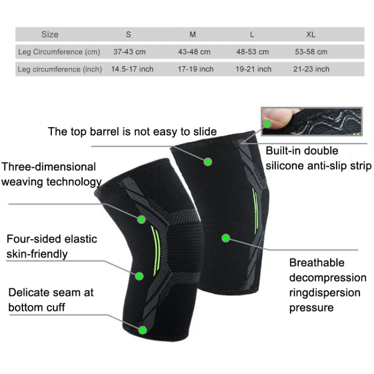 Nylon Sports Protective Gear Four-Way Stretch Knit Knee Pads, Size: S(Black White)