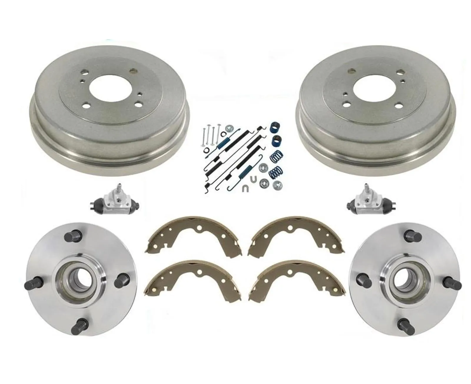 Rear Wheel Hub Bearings Brake Drums 8 Pcs Kit For Nissan Altima 93-98 W/O ABS