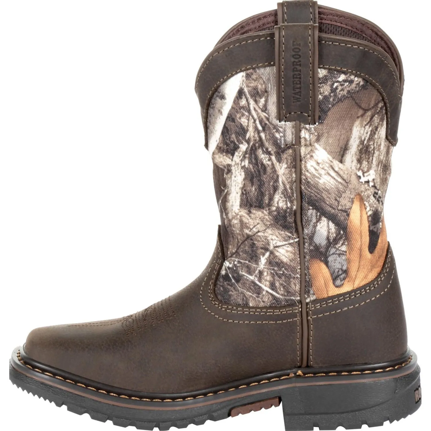 Rocky Youth Boys Brown Realtree Leather Ride FLX WP Cowboy Boots