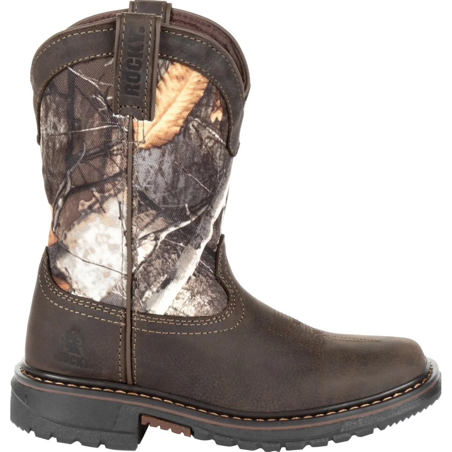 Rocky Youth Boys Brown Realtree Leather Ride FLX WP Cowboy Boots