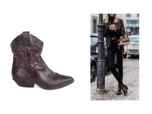 Short Cowgirl Boots Sz. 7.5 Brown Ankle  Booties 1990s Vintage Boots Size 7 1/2
