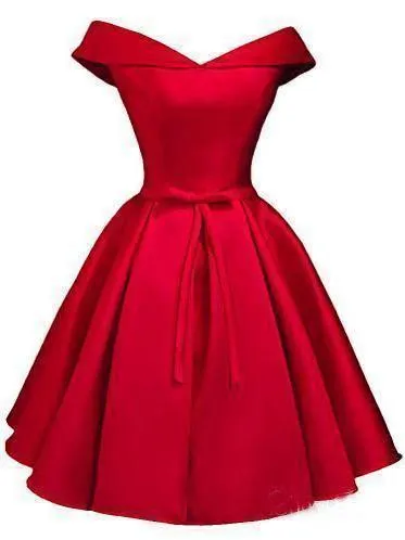 Simple Off the Shoulder Blush Homecoming Dresses Satin Graduation Dress PD288