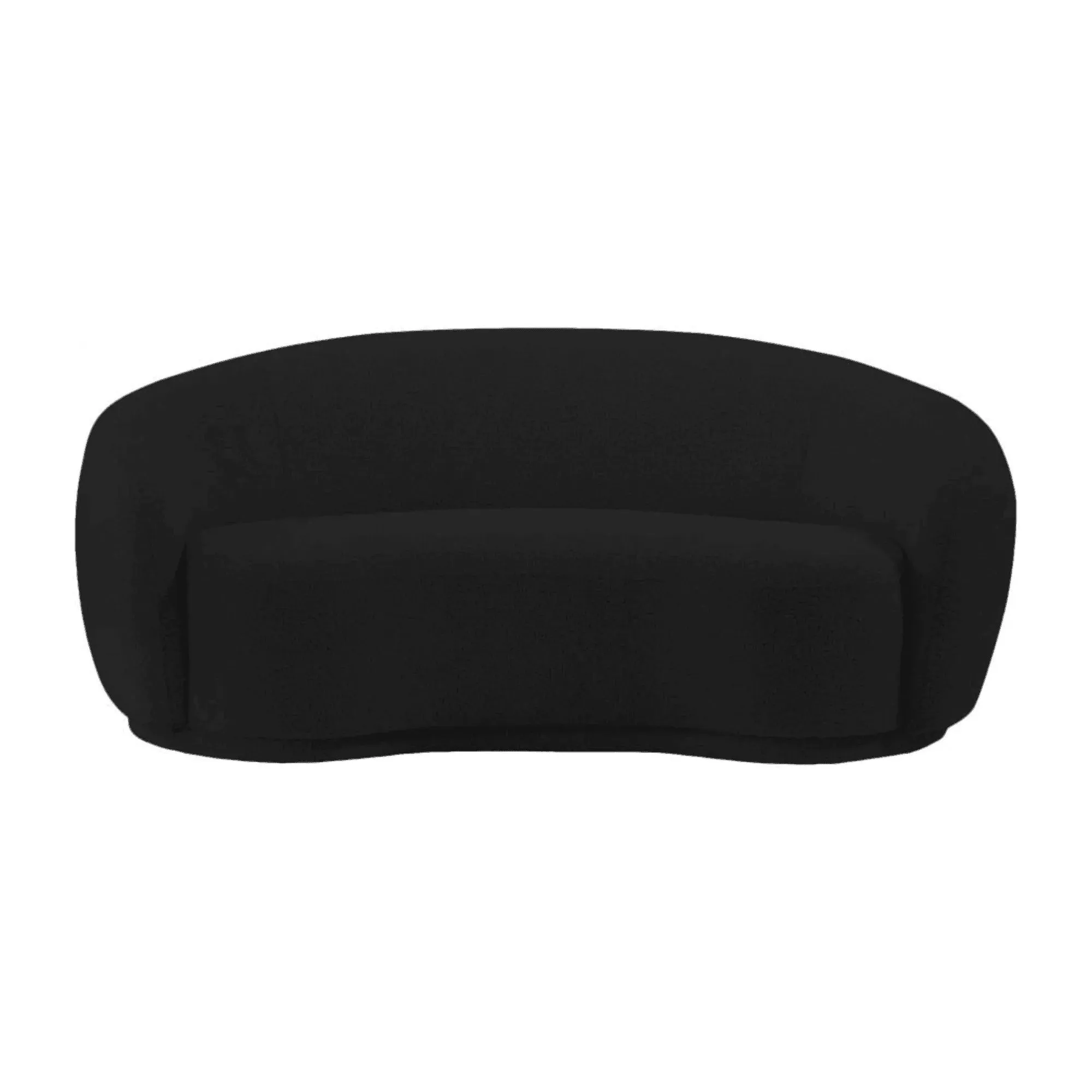 Snug Rounded Back Rich Black Modern Boucle Sofa