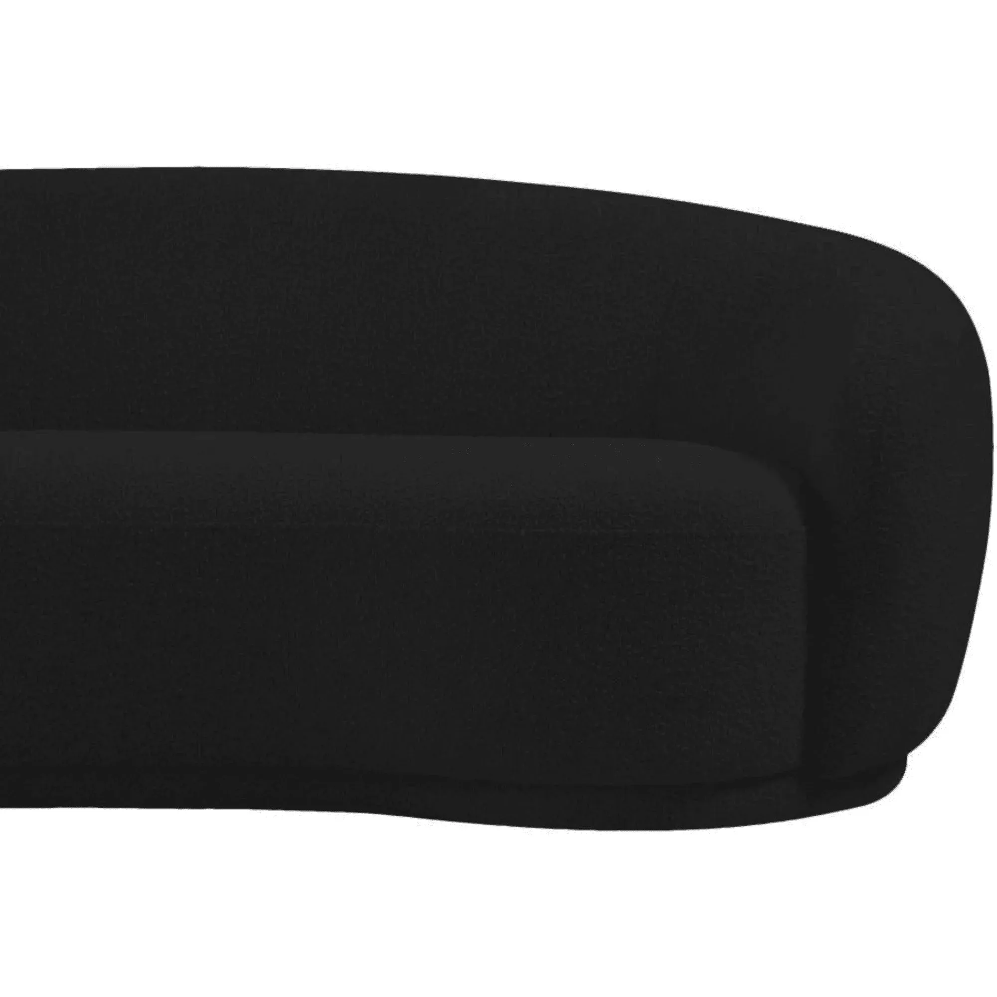 Snug Rounded Back Rich Black Modern Boucle Sofa