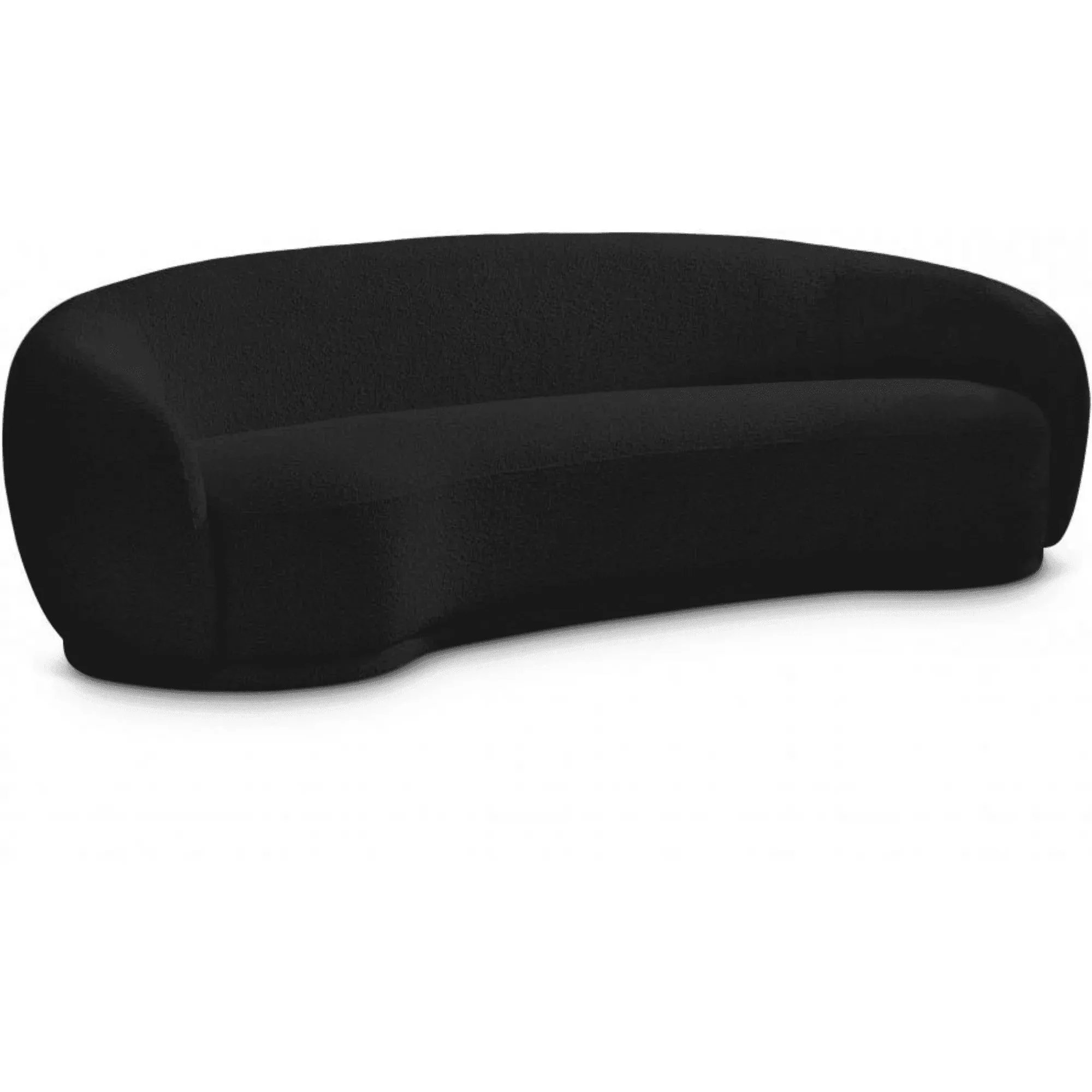 Snug Rounded Back Rich Black Modern Boucle Sofa