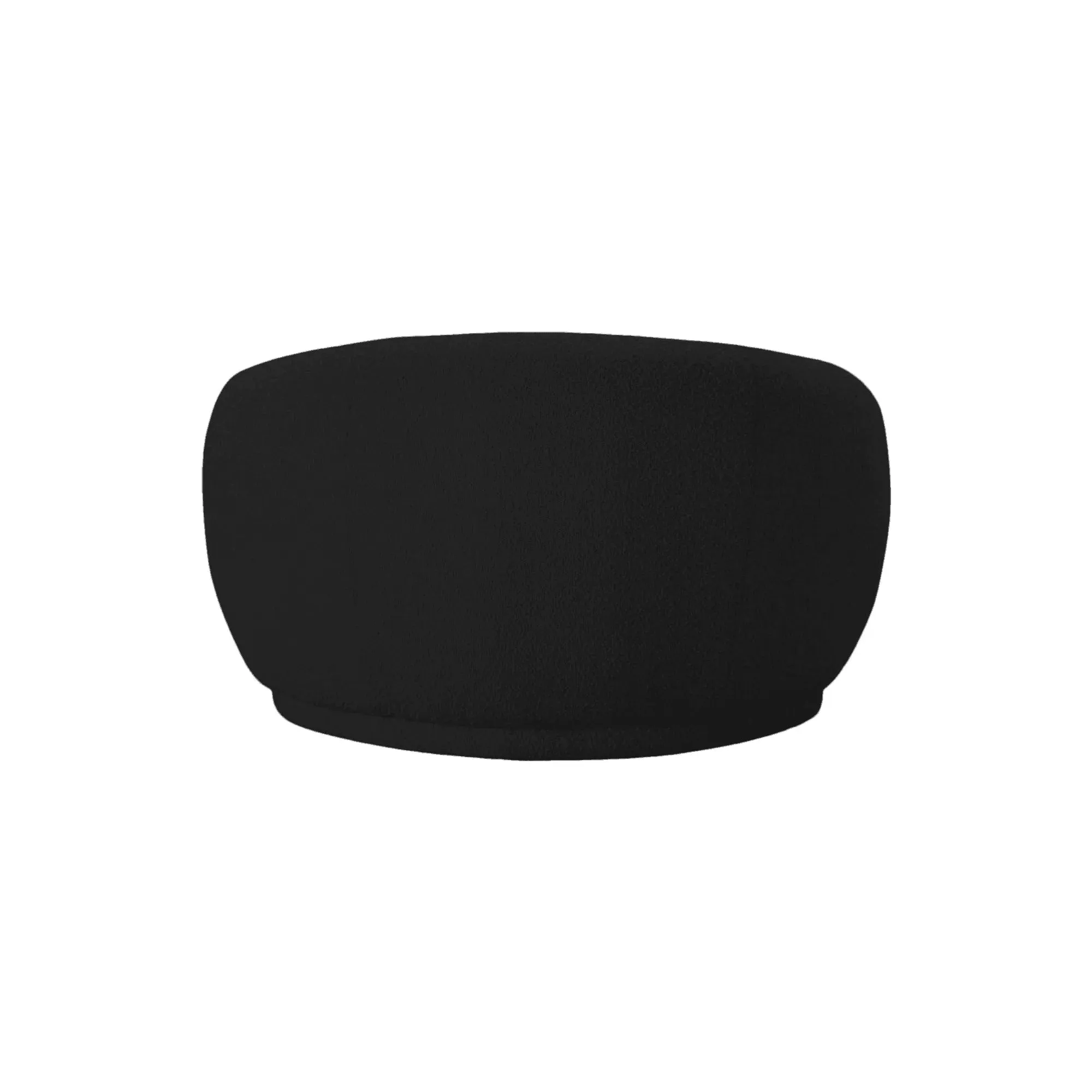Snug Rounded Back Rich Black Modern Boucle Sofa