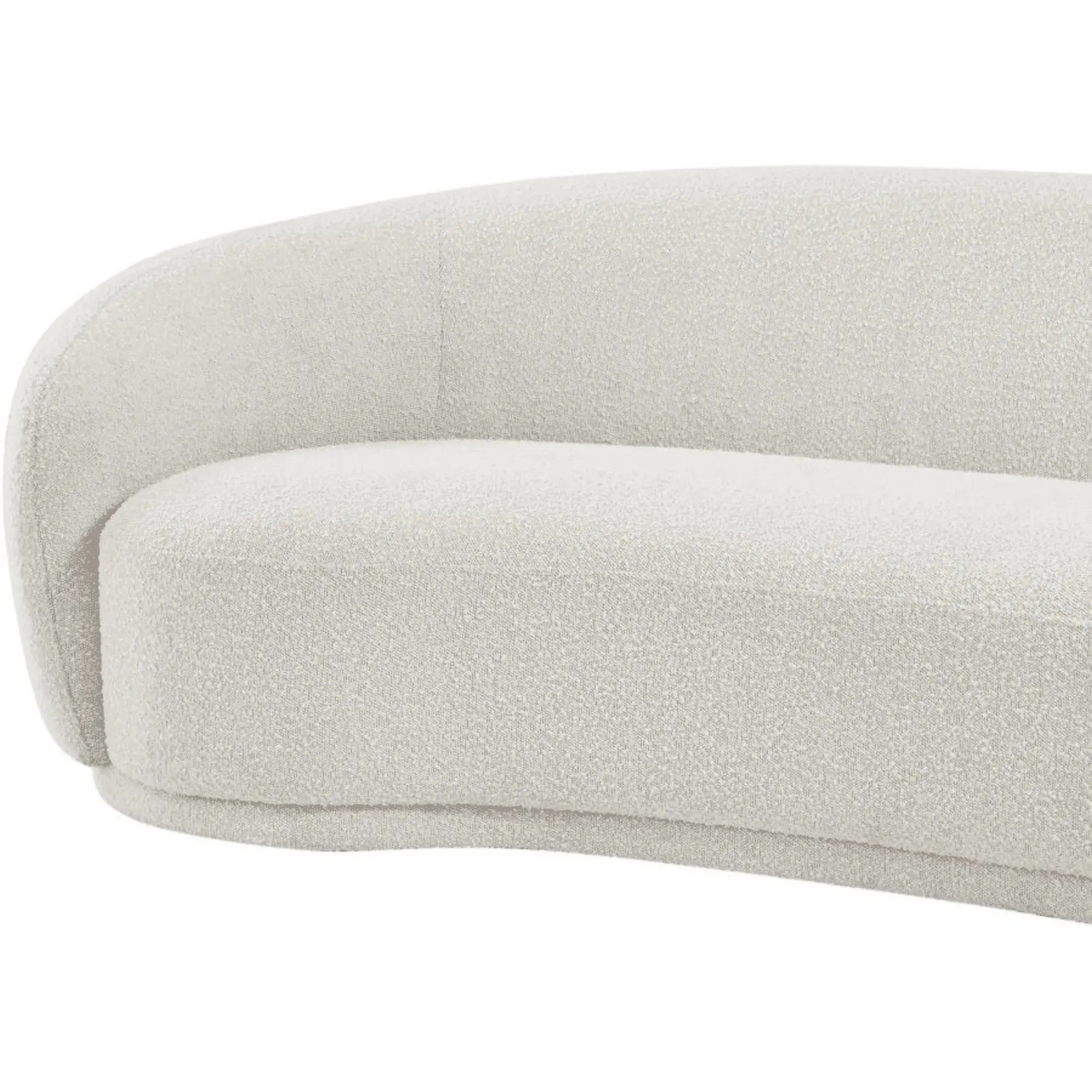 Snug Rounded Back Rich Cream Modern Boucle Sofa
