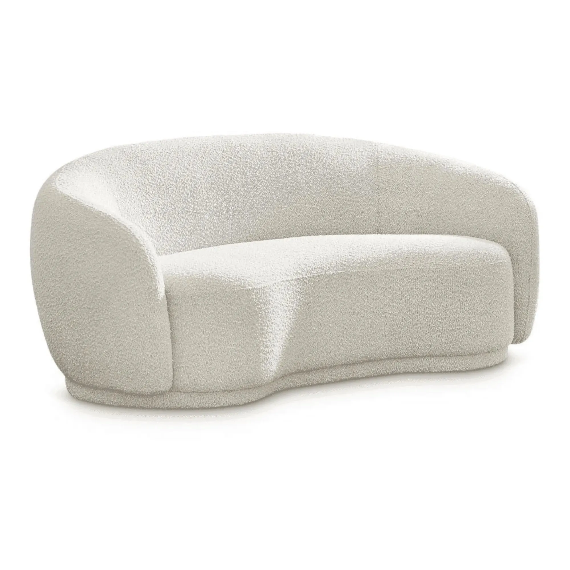 Snug Rounded Back Rich Cream Modern Boucle Sofa
