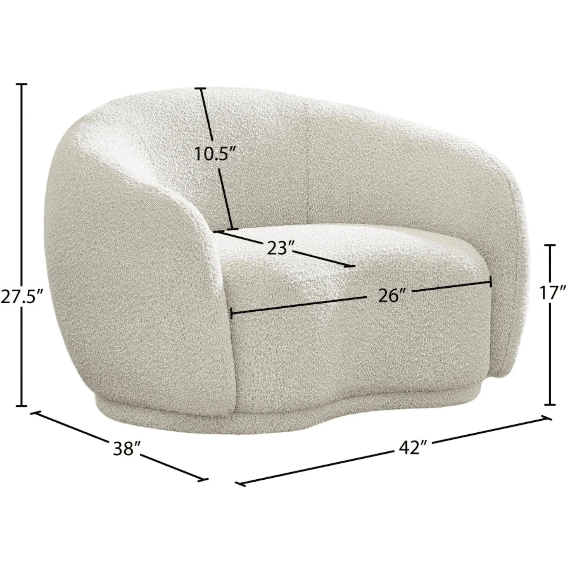 Snug Rounded Back Rich Cream Modern Boucle Sofa