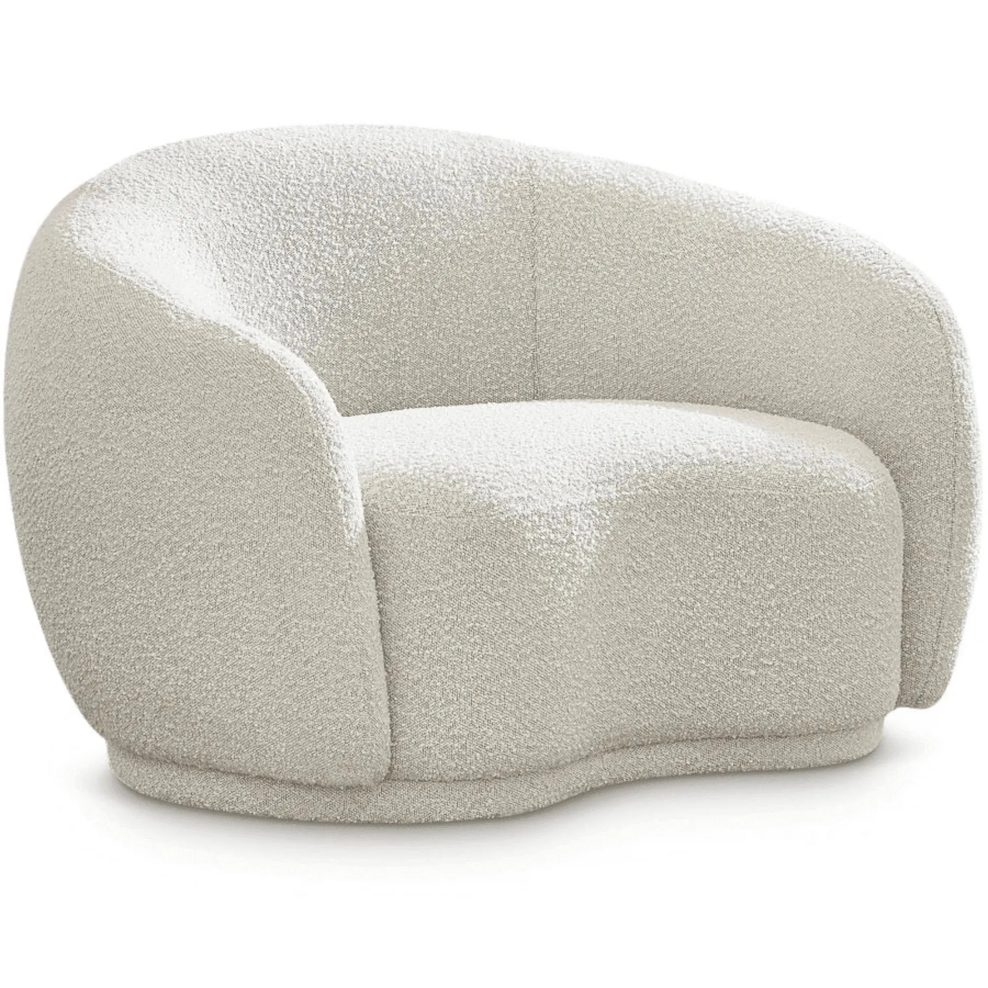Snug Rounded Back Rich Cream Modern Boucle Sofa