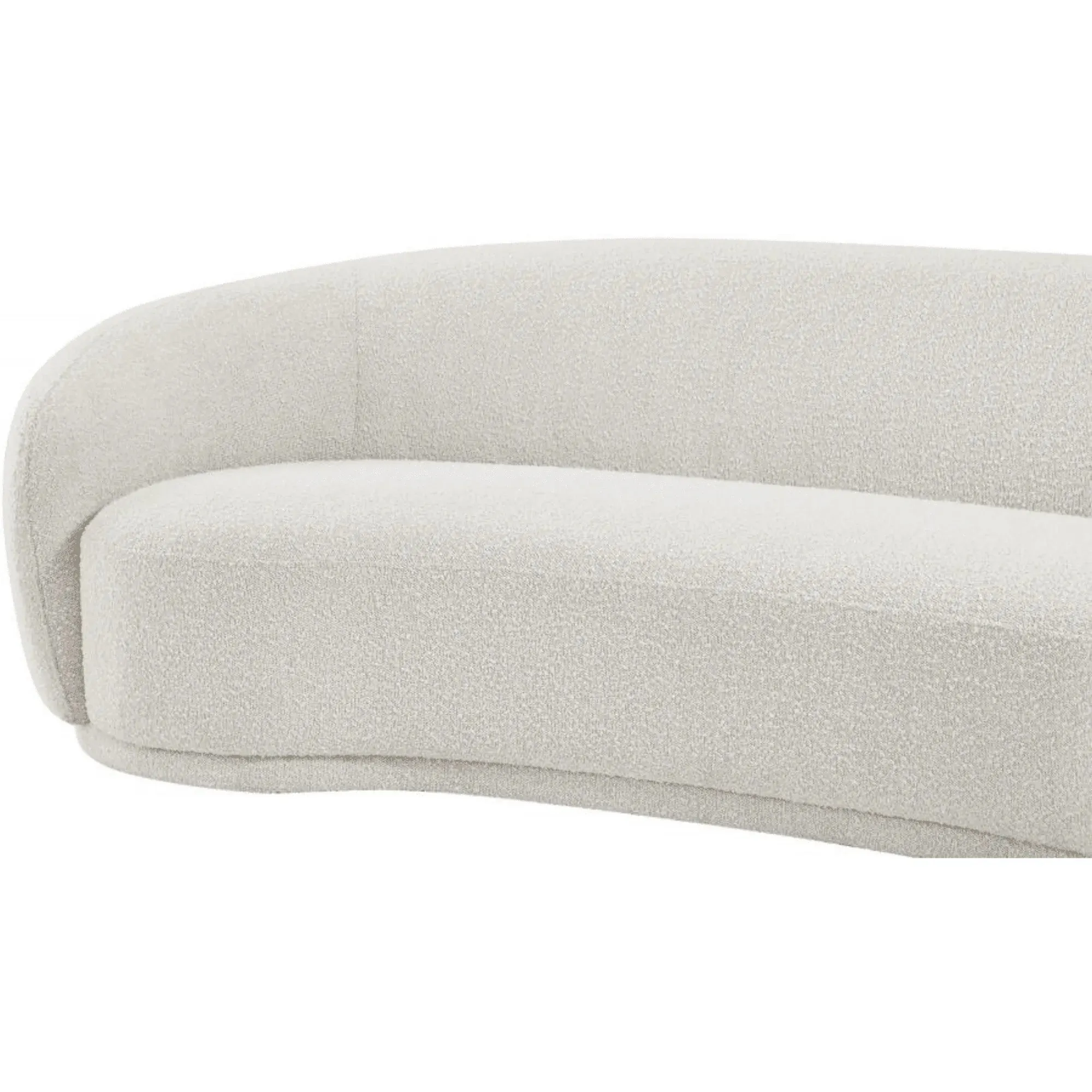 Snug Rounded Back Rich Cream Modern Boucle Sofa