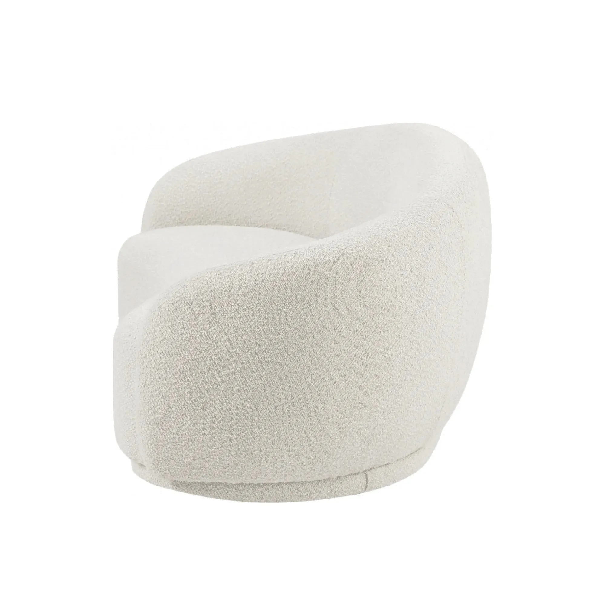 Snug Rounded Back Rich Cream Modern Boucle Sofa