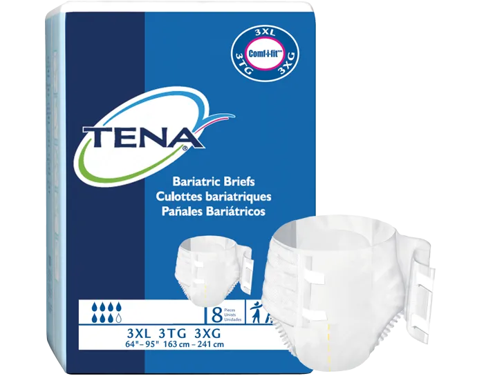 Tena 61385 Stretch Bariatric Brief, 3X-Large Size 64"-95" Green