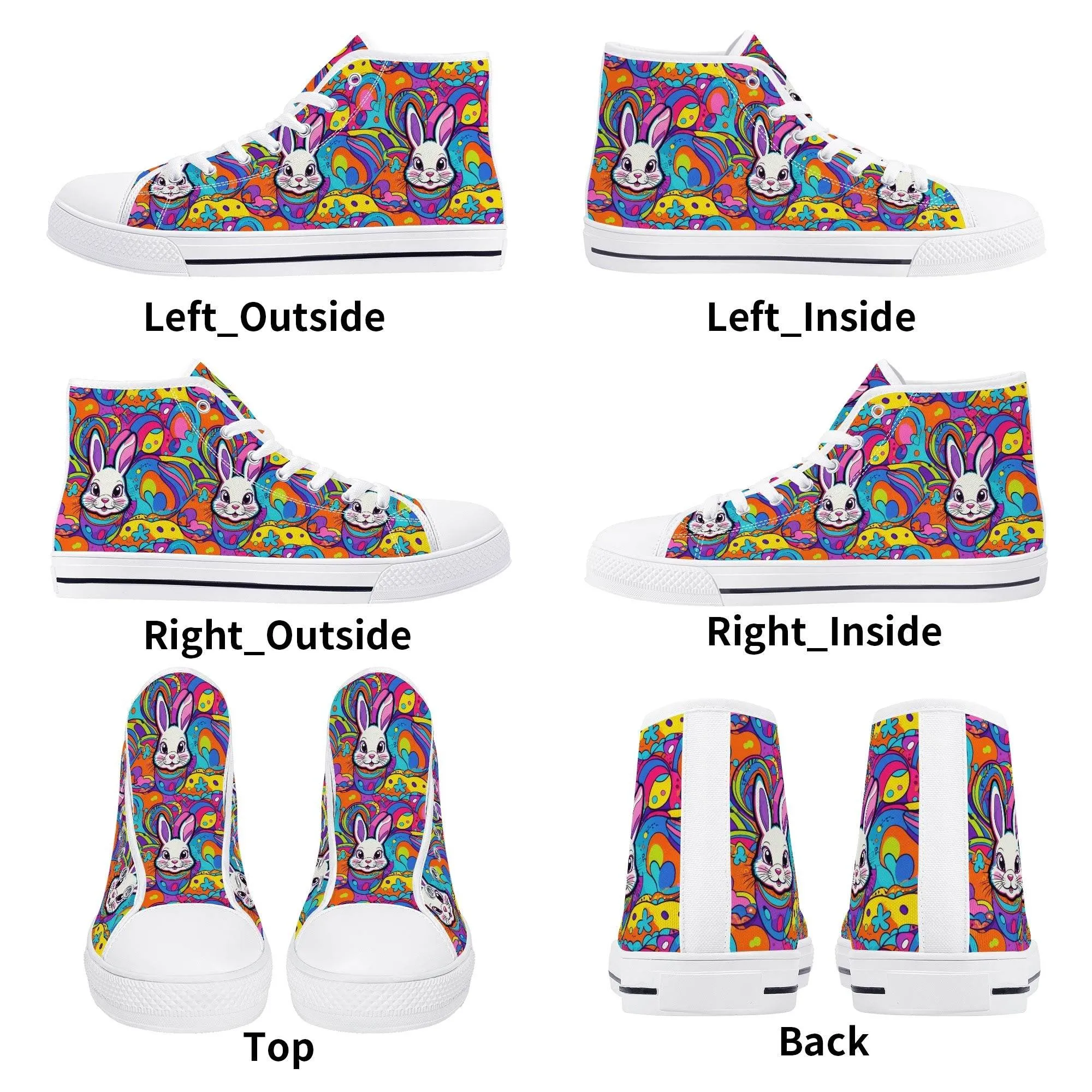 Trippy Bunny Womens High Top Canvas Shoes