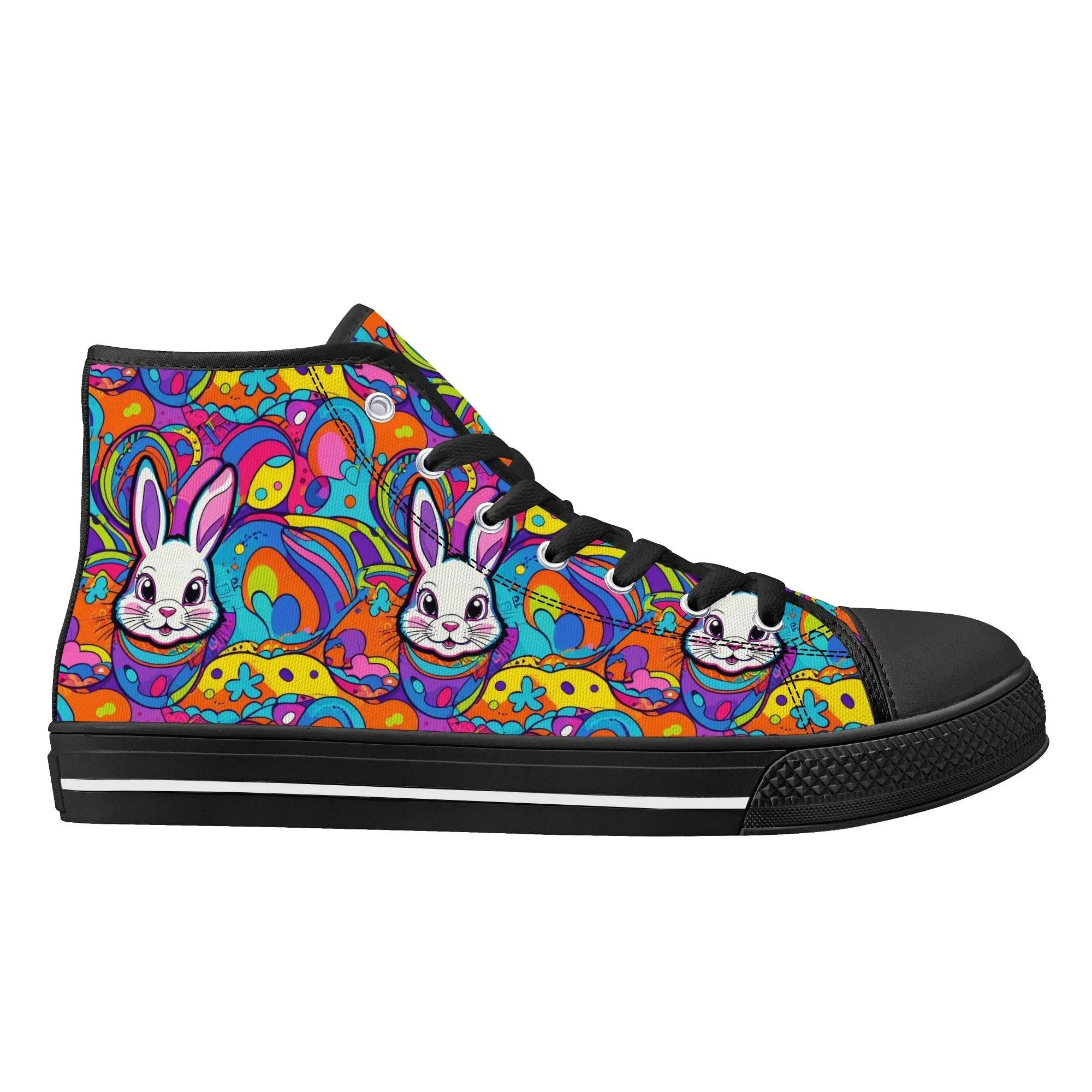 Trippy Bunny Womens High Top Canvas Shoes