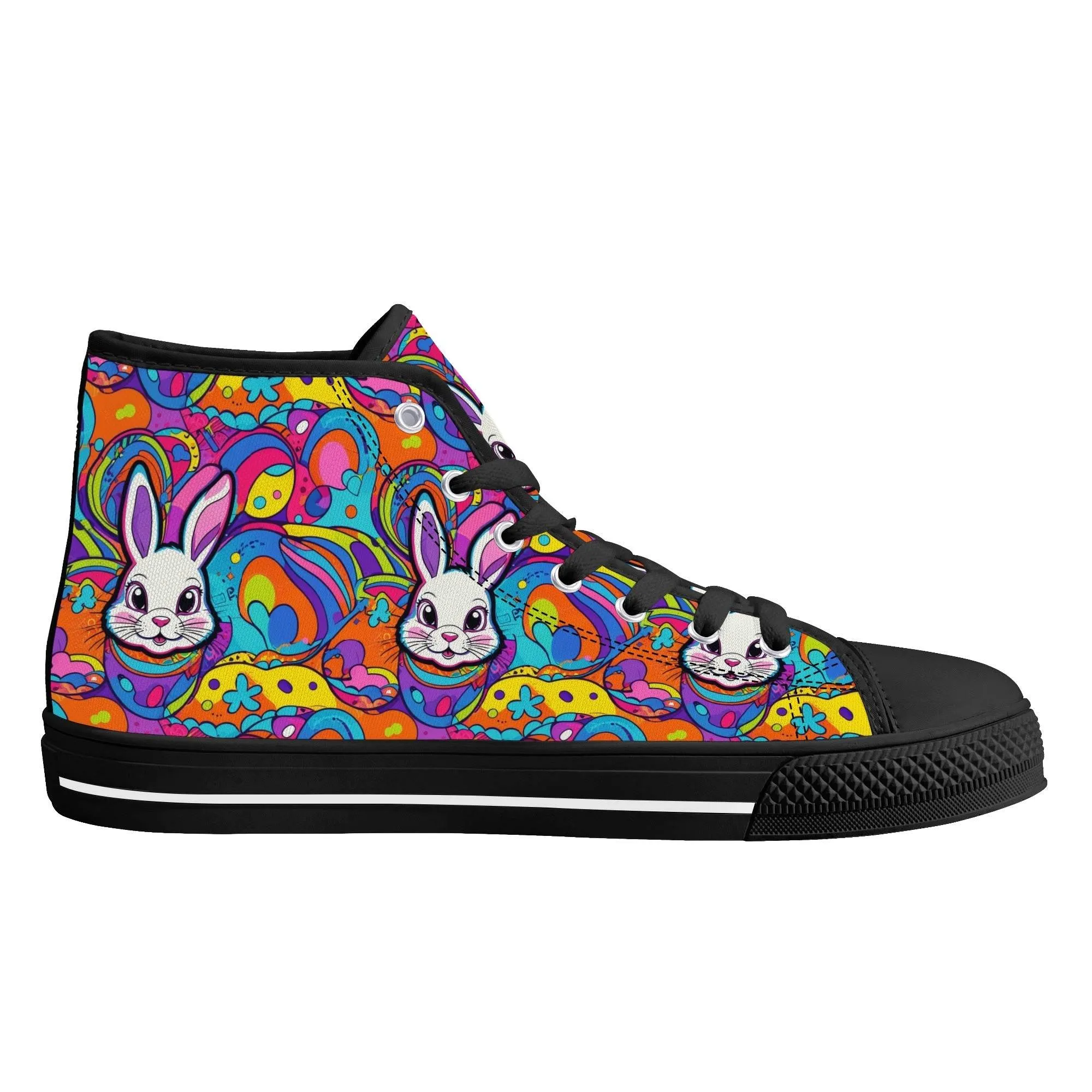 Trippy Bunny Womens High Top Canvas Shoes