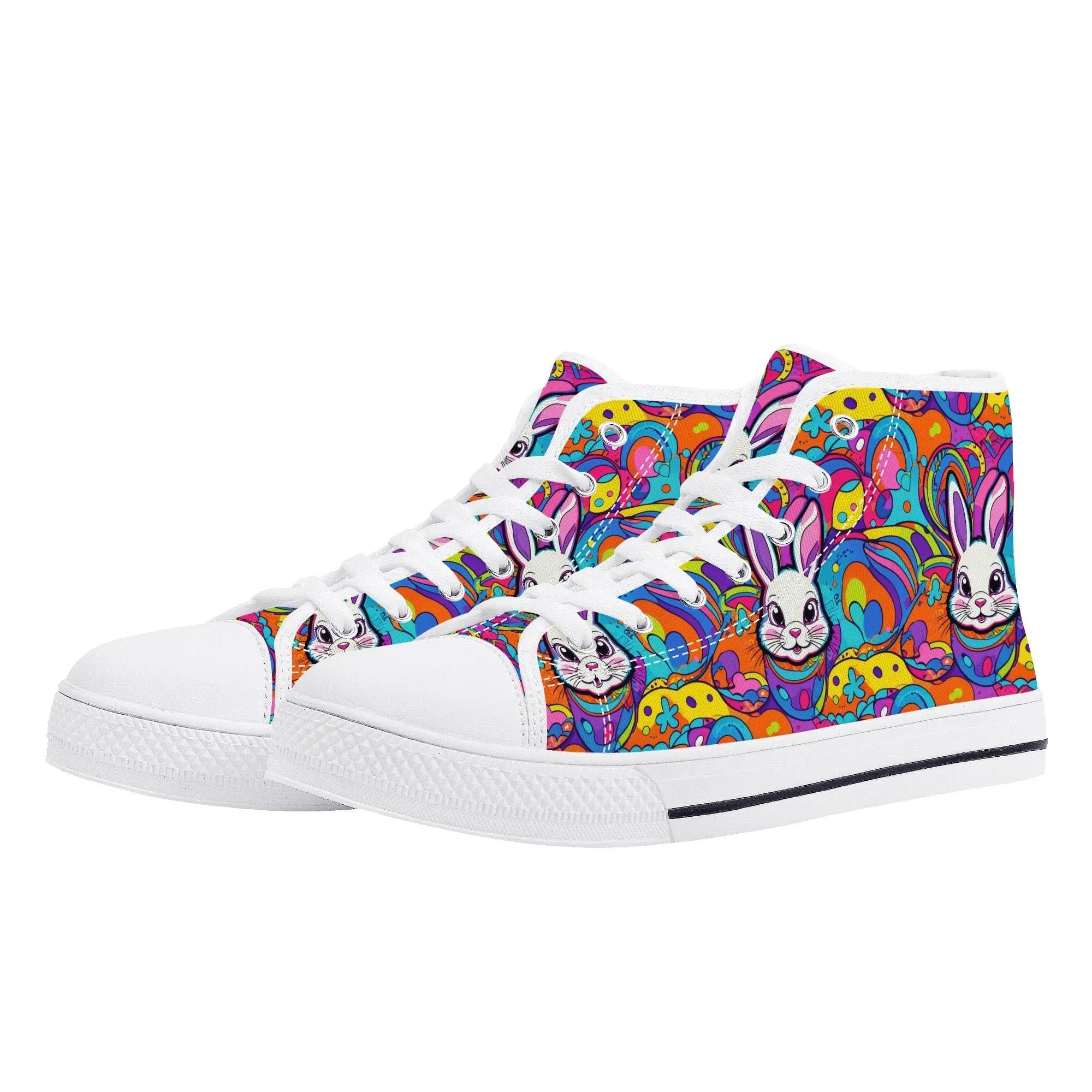 Trippy Bunny Womens High Top Canvas Shoes