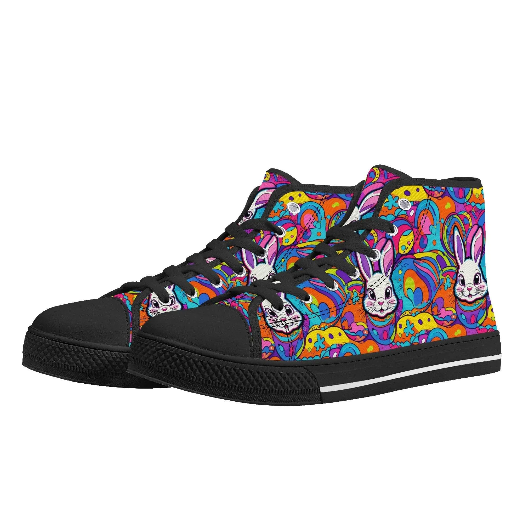 Trippy Bunny Womens High Top Canvas Shoes