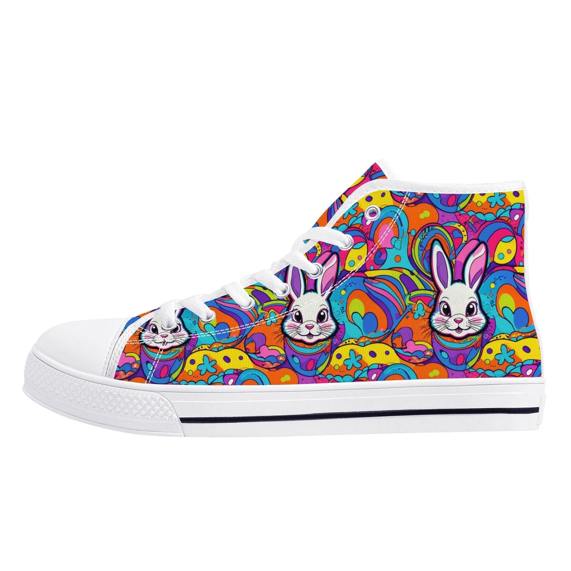 Trippy Bunny Womens High Top Canvas Shoes