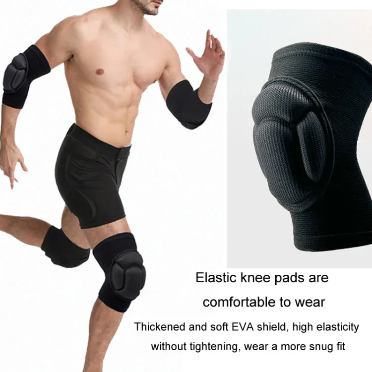 Turtle Shell Sponge Knee Pads Knitted Elbow Pads Thickened Anti-fall Yoga Roller Skating Cycling Protector, Size: L(Black)