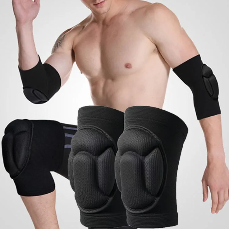 Turtle Shell Sponge Knee Pads Knitted Elbow Pads Thickened Anti-fall Yoga Roller Skating Cycling Protector, Size: L(Black)