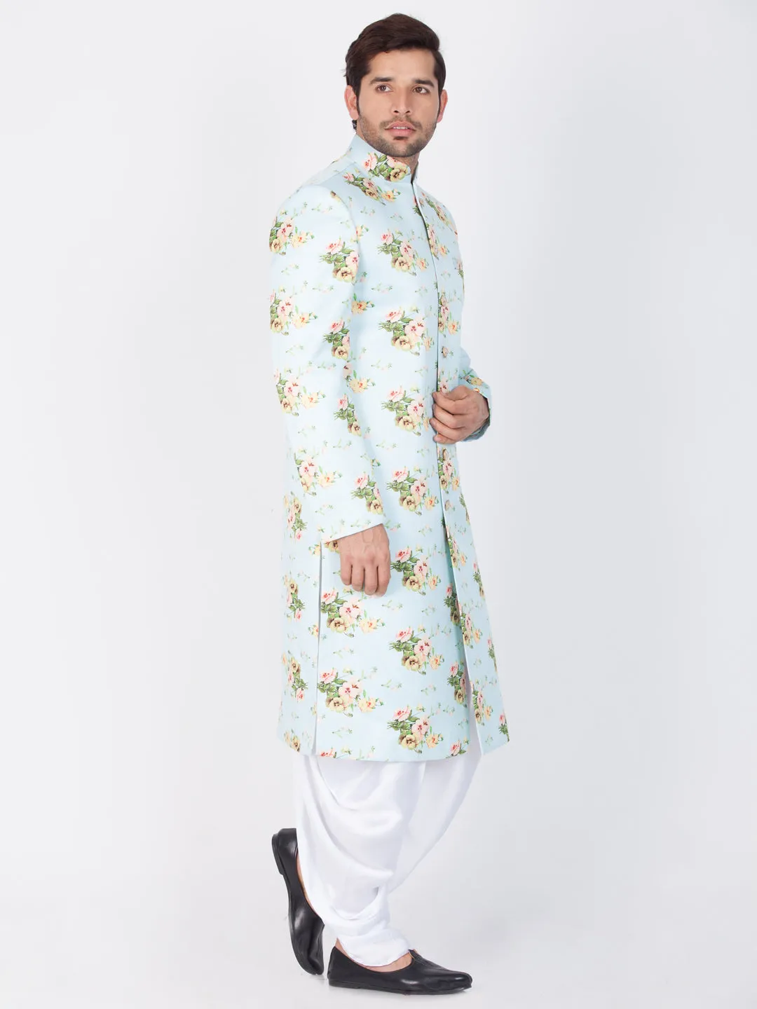 Vastramay Men's Multicolor Cotton Blend Sherwani