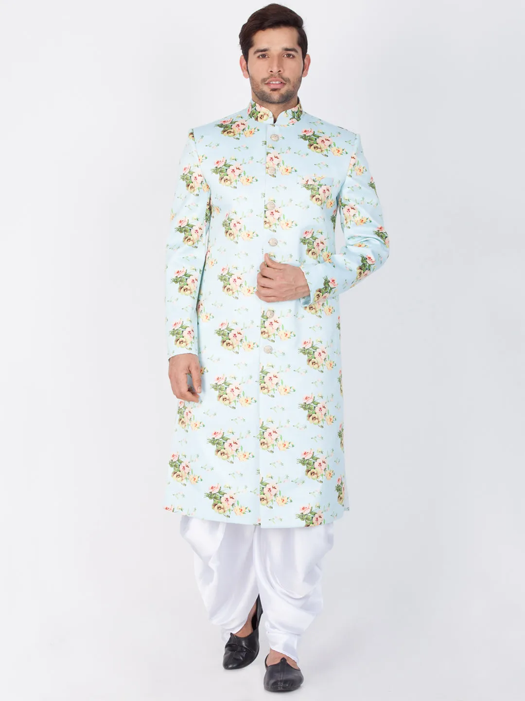 Vastramay Men's Multicolor Cotton Blend Sherwani