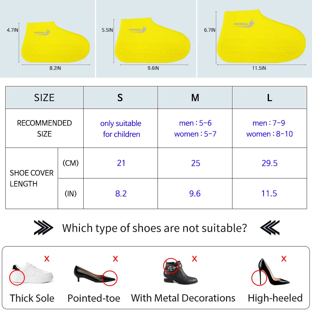 Waterproof Silicone Rubber Shoe Covers for Rain - 1 Pair