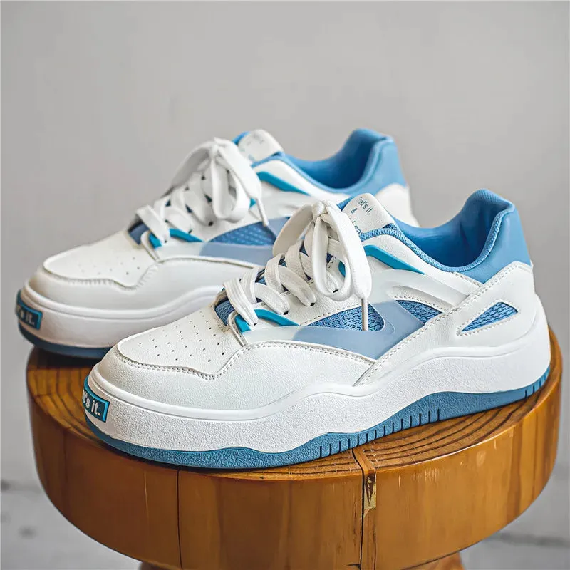 Wiaofellas Spring Thick Bottom Sneakers for Men Low Top Lace Up Skateboard Shoes Man Zapatillas Hombre Leisure Sport Shoes for Boys Outdoor