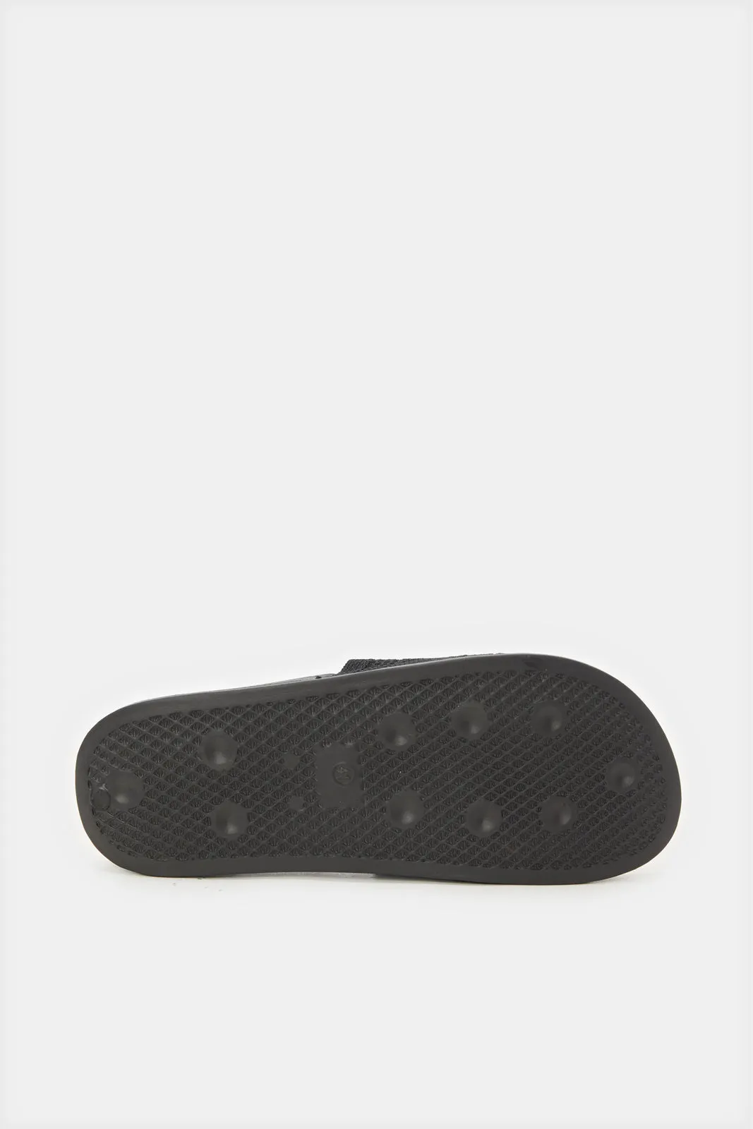 Women Black Embossed Slide