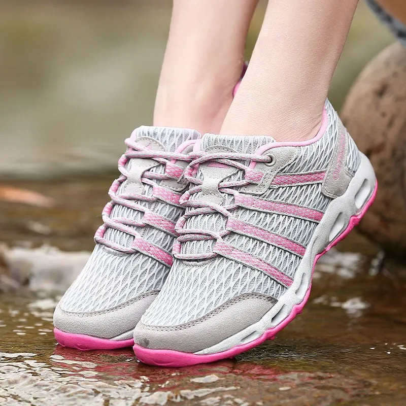 Women's breathable outdoor pink tennis hiking shoes
