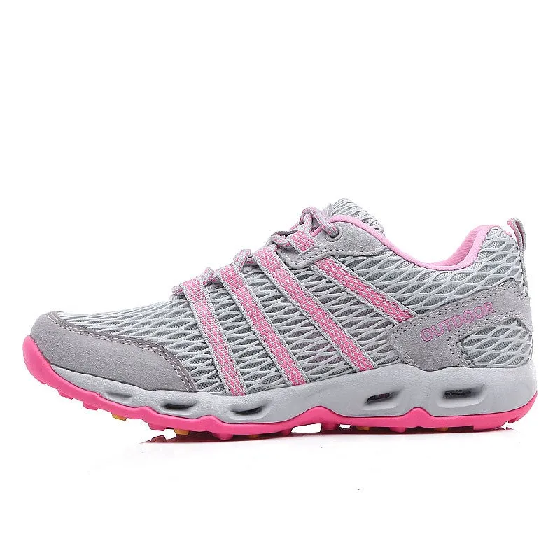 Women's breathable outdoor pink tennis hiking shoes