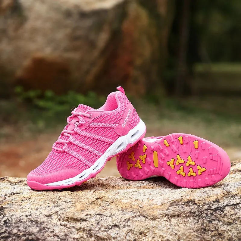 Women's breathable outdoor pink tennis hiking shoes