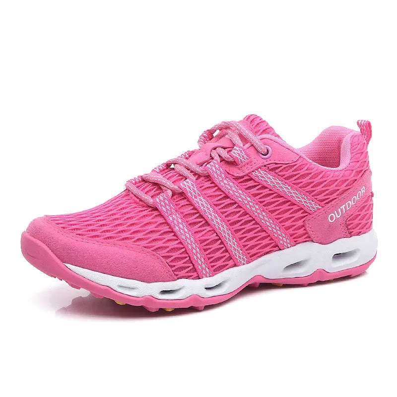Women's breathable outdoor pink tennis hiking shoes