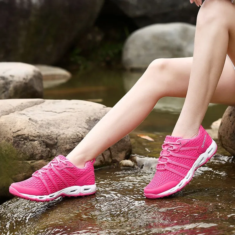 Women's breathable outdoor pink tennis hiking shoes
