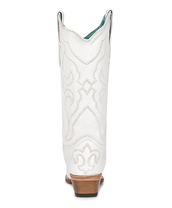 Women's Corral White Embroidered Snip Toe Boot