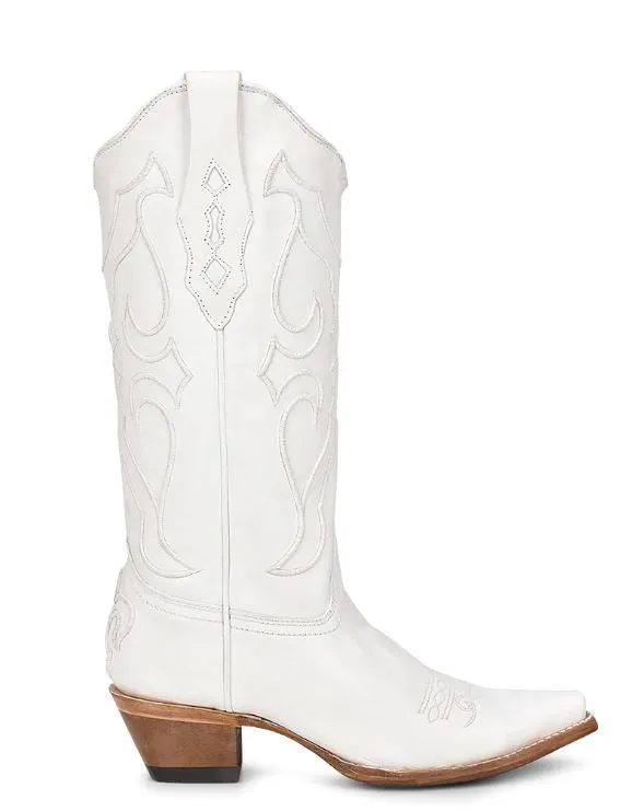 Women's Corral White Embroidered Snip Toe Boot