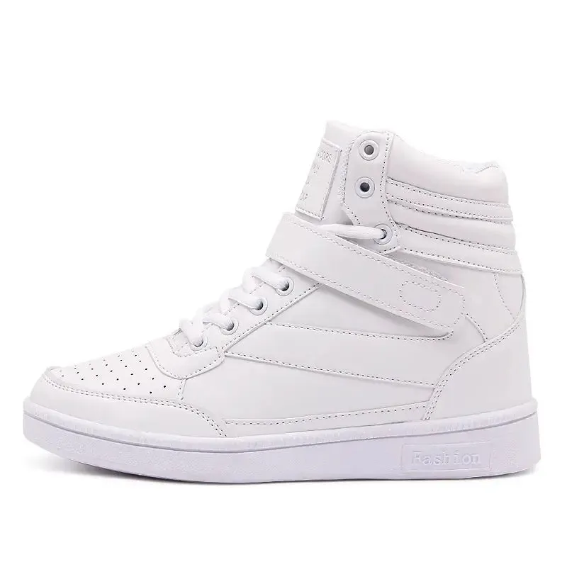 Women's Sports Shoes Ｗomen's Spring White Slope-Heeled Sports Shoes Women's Casual Vulcanized Running Shoes Fashion Thick-Sole